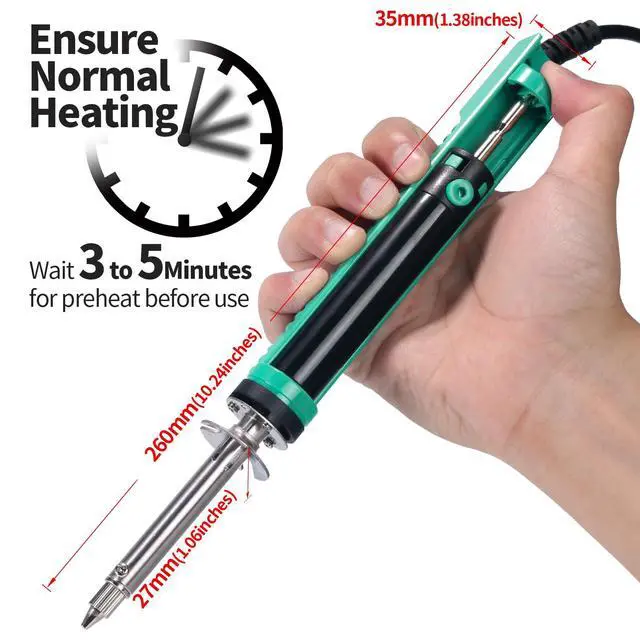 Alt view image 3 of 6 - 929D-V Electric Desoldering Soldering Iron Solder Sucker Desoldering Pump with Shorter Charging Handle and Desoldering Nozzles 1.0mm 1.2mm for Through-Hole Desoldering