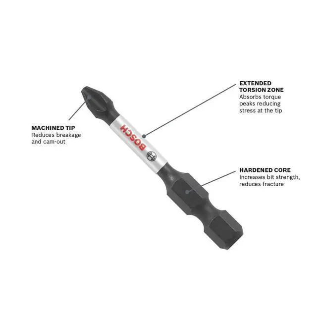 Alt view image 2 of 6 - Impact Tough Phillips #2 Screwdriving Power Bits, 3-1/2 Inch, 10-Pack