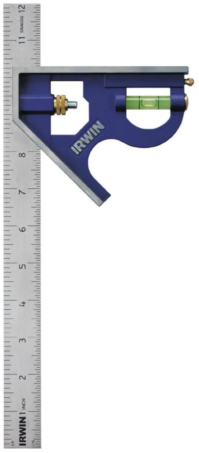 Main image of Combination Square, 12, 45-90 Degree Marking, Stainless Steel (1794469)