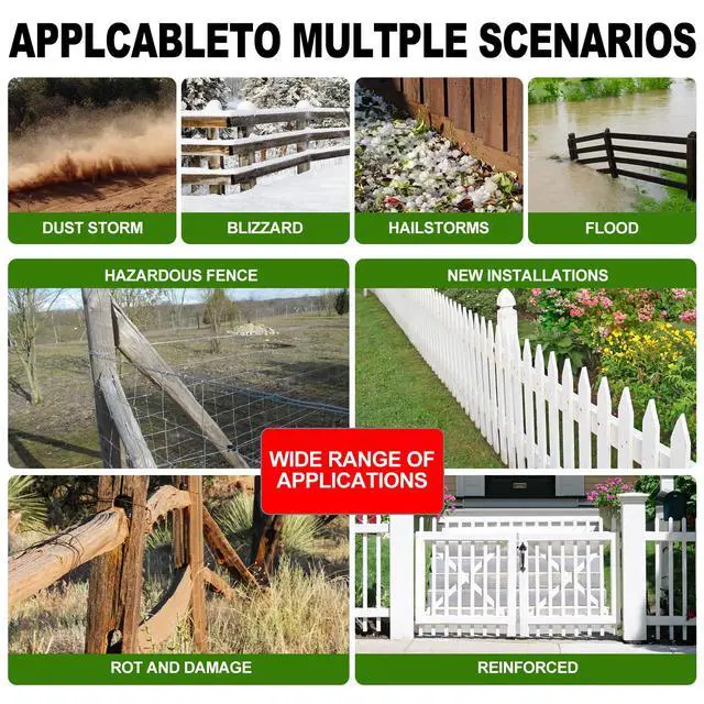 Alt view image 6 of 6 - Fence Post Repair Kit (Separation 16.9+17.9",2 pcs) | Heavy Duty Steel Fence Post Anchor Ground Spike ,Quick Fix Broken/Leaning Wood Posts with,and Fixed Fence Posts