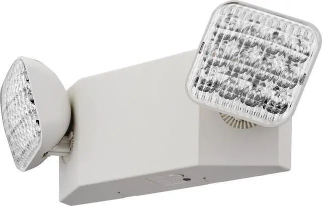 Alt view image 5 of 6 - Basics LED Emergency Light, Adjustable Heads 120/277V 1Pk | 2 Aimable Heads, Wall Mount, Damp Rated, 90-Min Backup, Ideal for Stairways, Hallways, Egress Paths, White, 1-Pack (EU2C M6)