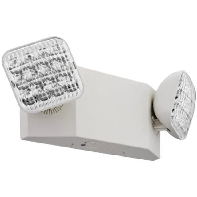 Alt view image 6 of 6 - Basics LED Emergency Light, Adjustable Heads 120/277V 1Pk | 2 Aimable Heads, Wall Mount, Damp Rated, 90-Min Backup, Ideal for Stairways, Hallways, Egress Paths, White, 1-Pack (EU2C M6)