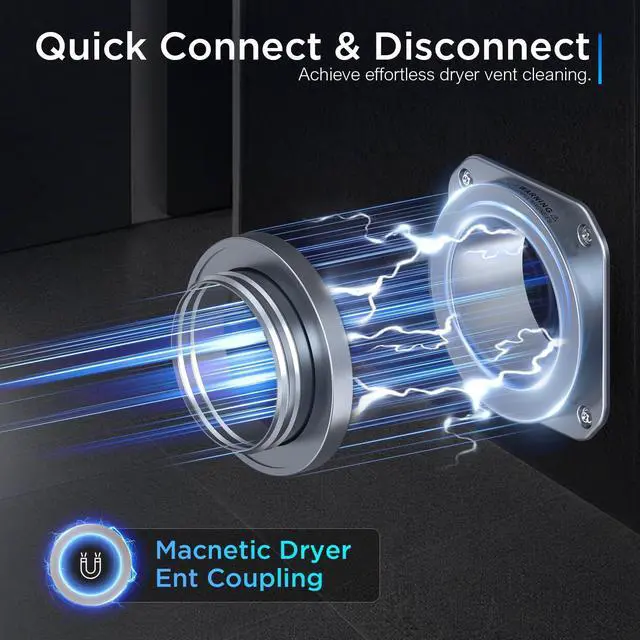 Alt view image 2 of 6 - Magnetic Dryer Vent Coupling, 4-Inch Dryer Vent Connector | Magnetic quick-connect coupling with a 4-inch connector,sealing ring,wall-mount design,and 2.6 ft flexible aluminum foil duct