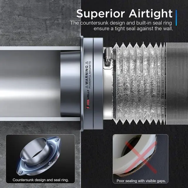 Alt view image 3 of 6 - Magnetic Dryer Vent Coupling, 4-Inch Dryer Vent Connector | Magnetic quick-connect coupling with a 4-inch connector,sealing ring,wall-mount design,and 2.6 ft flexible aluminum foil duct