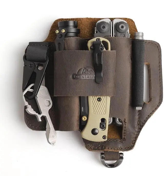 Main image of Leather Multitool Sheath,EDC Belt Organizer for Work and Daily Use,Leatherman Sheath,EDC Pocket Organizer for Flashlight and Multitool,Gifts for Men for Multitool,Darkbrown
