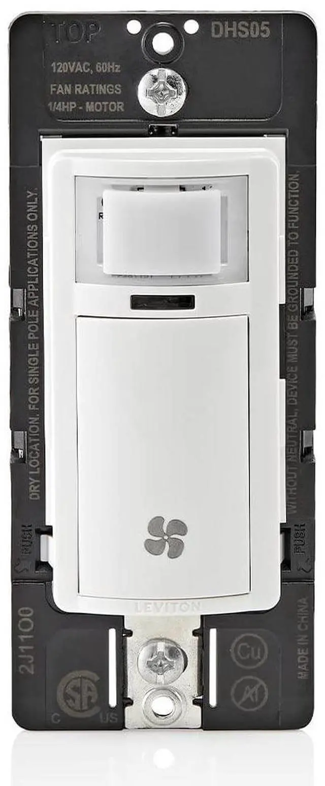 Main image of Humidity Sensor Switch for Bathroom Exhaust Fan, Automate Ventilation, Air Circulation, Moisture Control, ¼ HP, Single Pole, DHS05-1LW, White