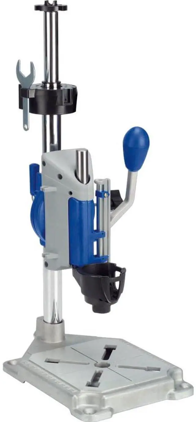 Main image of Drill Press Rotary Tool Workstation Stand with Wrench - Mini Portable Press & Tool Holder - 2-Inch Depth - Ideal for Drilling Perpendicular and Angled Holes - 220-01