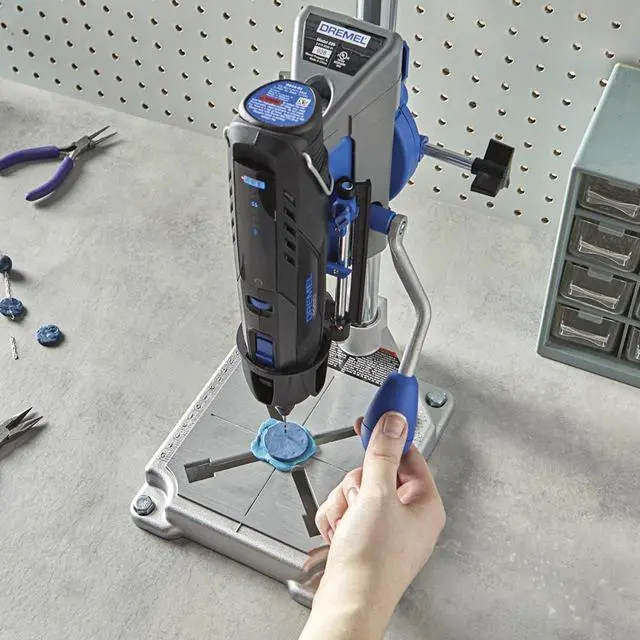 Alt view image 5 of 5 - Drill Press Rotary Tool Workstation Stand with Wrench - Mini Portable Press & Tool Holder - 2-Inch Depth - Ideal for Drilling Perpendicular and Angled Holes - 220-01