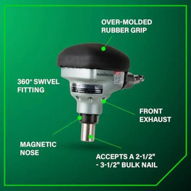 Alt view image 4 of 6 - Palm Nailer, Magnetic Nose 360° Swivel, Joist Hangers, NH90AB | Pneumatic Power Nailers for Connectors, 2-1/2 to 3-1/2 in. Bulk Fasteners, 360-Degree Rotation Air Fitting