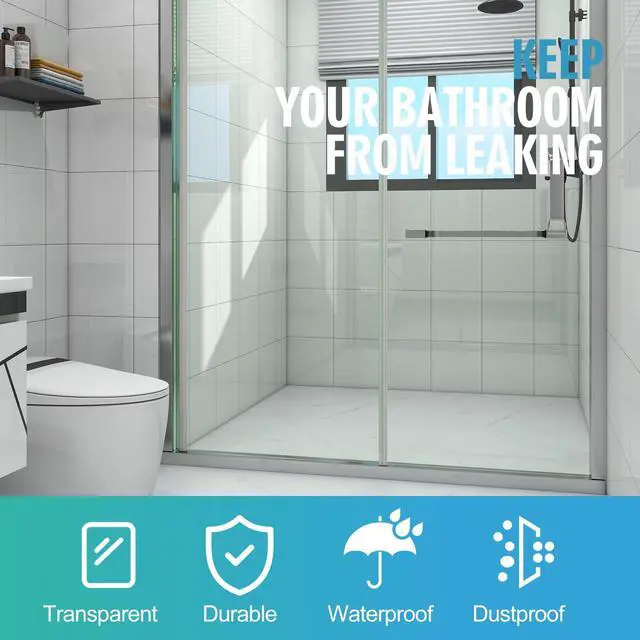 Alt view image 4 of 5 - Frameless Shower Door Bottom Seal Shower Sweep with Drip Rail for 1/4" Glass,36" Long, Vinyl, Clear | Vinyl, Clear,Shower Door Bottom Sweep
