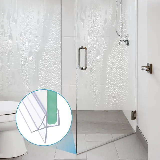 Alt view image 5 of 5 - Frameless Shower Door Bottom Seal Shower Sweep with Drip Rail for 1/4" Glass,36" Long, Vinyl, Clear | Vinyl, Clear,Shower Door Bottom Sweep
