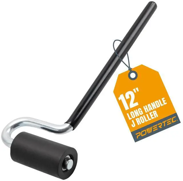 Main image of 12" Long Handle J Roller, 1-1/2 Inch Diameter, 3 Inch Wide, Laminate & Veneer Rubber Roller Tool for Edge Banding, Wall Coverings, 1PK (71010)