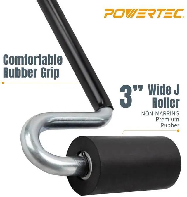 Alt view image 2 of 6 - 12" Long Handle J Roller, 1-1/2 Inch Diameter, 3 Inch Wide, Laminate & Veneer Rubber Roller Tool for Edge Banding, Wall Coverings, 1PK (71010)