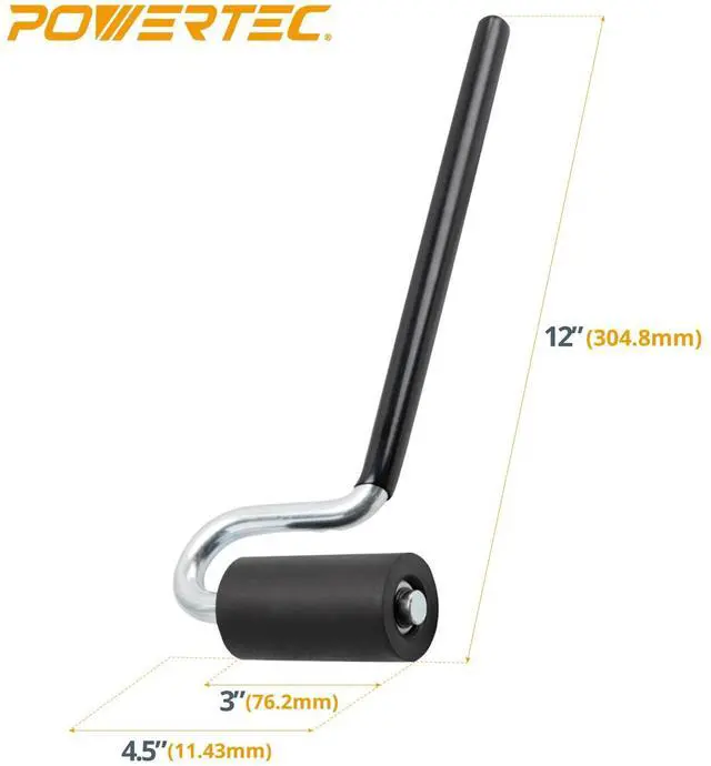 Alt view image 4 of 6 - 12" Long Handle J Roller, 1-1/2 Inch Diameter, 3 Inch Wide, Laminate & Veneer Rubber Roller Tool for Edge Banding, Wall Coverings, 1PK (71010)