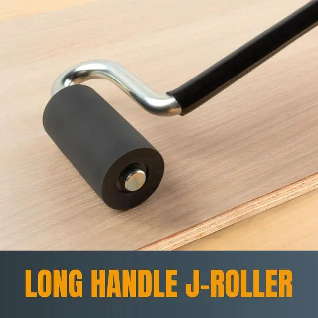 Alt view image 6 of 6 - 12" Long Handle J Roller, 1-1/2 Inch Diameter, 3 Inch Wide, Laminate & Veneer Rubber Roller Tool for Edge Banding, Wall Coverings, 1PK (71010)