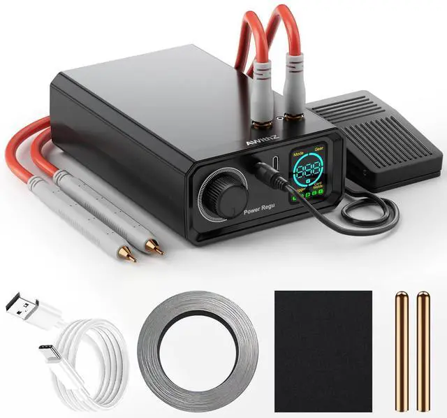 Main image of 9000W Battery Spot Welder, Rotary Knob Operation 100 Gears Adjustable Foot Pedal Operated, 0.1-0.3mm Spot Welder with Dual Pulse Output, Portable Spot Welder for Making DIY Battery Packs (UK1)