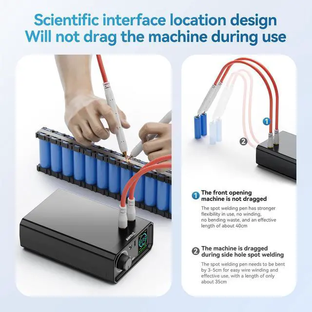 Alt view image 6 of 6 - 9000W Battery Spot Welder, Rotary Knob Operation 100 Gears Adjustable Foot Pedal Operated, 0.1-0.3mm Spot Welder with Dual Pulse Output, Portable Spot Welder for Making DIY Battery Packs (UK1)