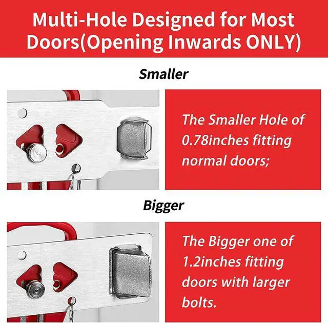 Alt view image 2 of 6 - 2Pack Portable Door Lock, Hotel Travel Door Lock Security for Home | Hotel Safety Device for Door Security, Portable Lock for Hotel Room, Apartment, College Dorm and Travel
