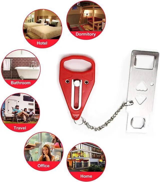 Alt view image 6 of 6 - 2Pack Portable Door Lock, Hotel Travel Door Lock Security for Home | Hotel Safety Device for Door Security, Portable Lock for Hotel Room, Apartment, College Dorm and Travel