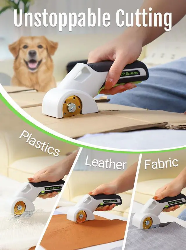 Alt view image 4 of 6 - 2026 NEW 4V Cordless Electric Cutting Tools, Cardboard Cutter with 2 Titanium Metal Blade Accessories, Safety Lock, Rotary Cutter for Cardboard, Box Cutter - Mist