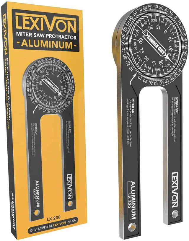 Main image of Aluminum Miter Saw Protractor | 7-Inch Rust Proof Angle Finder Featuring Precision Laser Engraved Scales (LX-230)