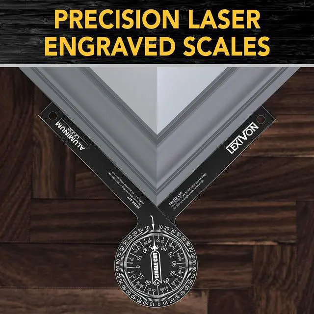 Alt view image 2 of 6 - Aluminum Miter Saw Protractor | 7-Inch Rust Proof Angle Finder Featuring Precision Laser Engraved Scales (LX-230)