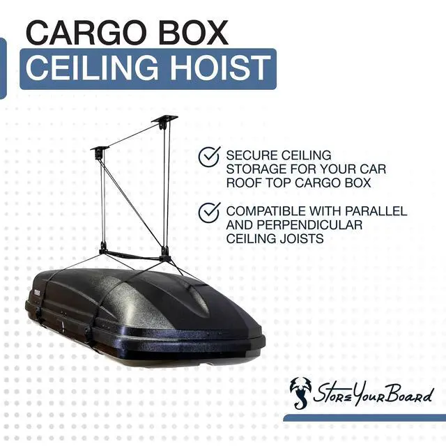 Alt view image 3 of 6 - Cargo Box Pulley System Heavy-Duty Garage Hoist Lift for Rooftop Carriers Garage Storage & Garage Organization Ceiling Hoist with Pulley Holds 150 lbs - Fits 810 ft Ceilings