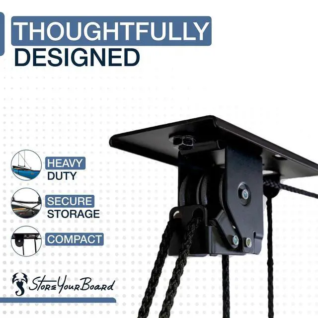 Alt view image 5 of 6 - Cargo Box Pulley System Heavy-Duty Garage Hoist Lift for Rooftop Carriers Garage Storage & Garage Organization Ceiling Hoist with Pulley Holds 150 lbs - Fits 810 ft Ceilings