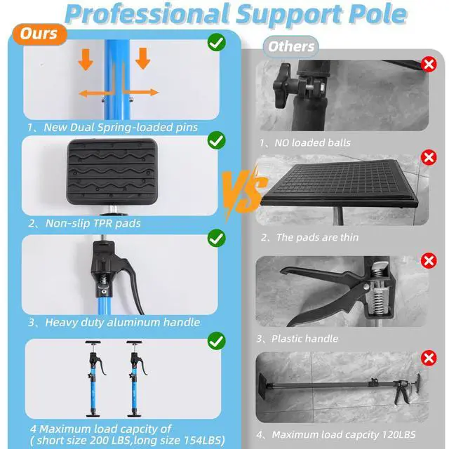 Alt view image 4 of 6 - 2PK High Quality Metal Cabinet Jacks for Installing Cabinets,200LB Load 3rd Hand Support System,Adjustable Support Pole,15.8-23.6 Inches Quick Support Rod,Perfect for Cabinet Installation