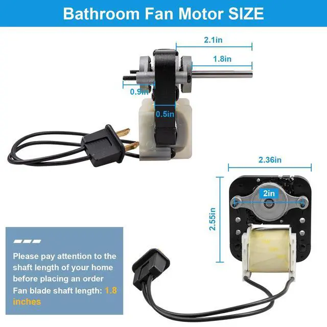Alt view image 3 of 6 - Universal Bathroom Vent Exhaust Fan Motor Replacement Motors Kit, Fit for Nu-Tone Br-oan Exhaust Vent Fan Motor 120V 50CFM, with Blower Wheel