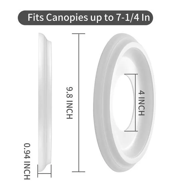 Alt view image 5 of 6 - 2Packs Molded Nylon Ceiling Medallion for Light Fixtures and Ceiling Fans, 9.8"OD x 4"ID x 0.94"P (Fits Canopies up to7-1/4")(White)