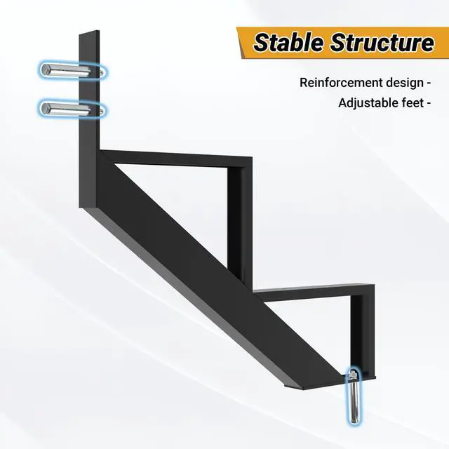 Alt view image 6 of 6 - Steel Stair Step Riser-2 Pack, 2 Step Stair Stringers for Deck | Sturdy Powder Coating Steel Stair Stringer for Outdoor Steps and Stairs