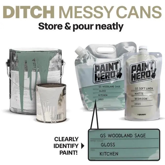 Alt view image 2 of 6 - Paint Hero 8 Pack Paint Storage Bags - Airtight Refillable Quart and Gallon Pouches with Funnel