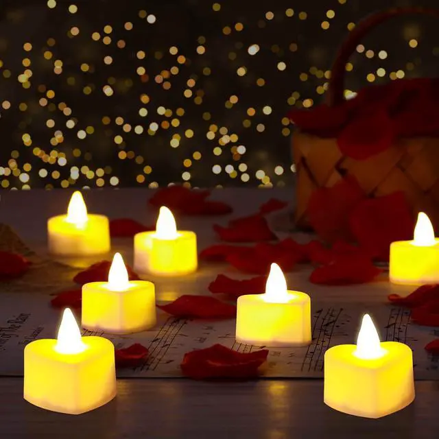 Alt view image 2 of 6 - 2000 Pieces Artificial Rose Petals with 24 LED Tea Lights Candles, Romantic Decorations Special Night Set for Night, Valentine's Day, Wedding Anniversary or Table Décor, Warm White