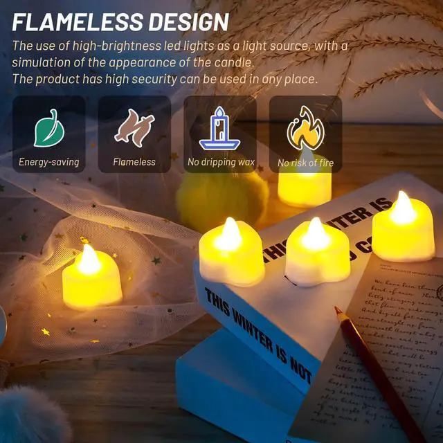 Alt view image 4 of 6 - 2000 Pieces Artificial Rose Petals with 24 LED Tea Lights Candles, Romantic Decorations Special Night Set for Night, Valentine's Day, Wedding Anniversary or Table Décor, Warm White