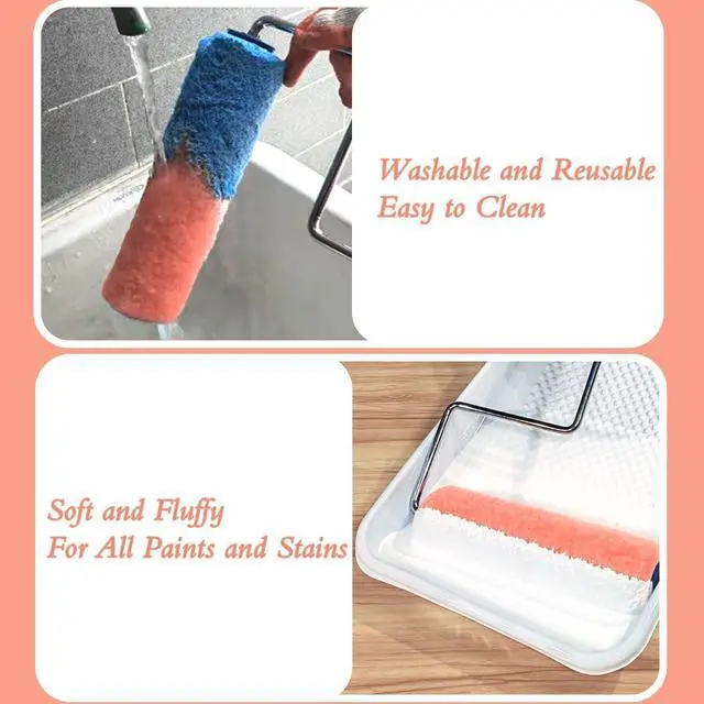 Alt view image 5 of 6 - King Origin Paint Roller Covers, 18 Pack, 9 Inch Paint Roller | 3/8" Nap High Dense Roller Covers for Smooth and Textured Rough Surfaces, 9 inch Painting Roller