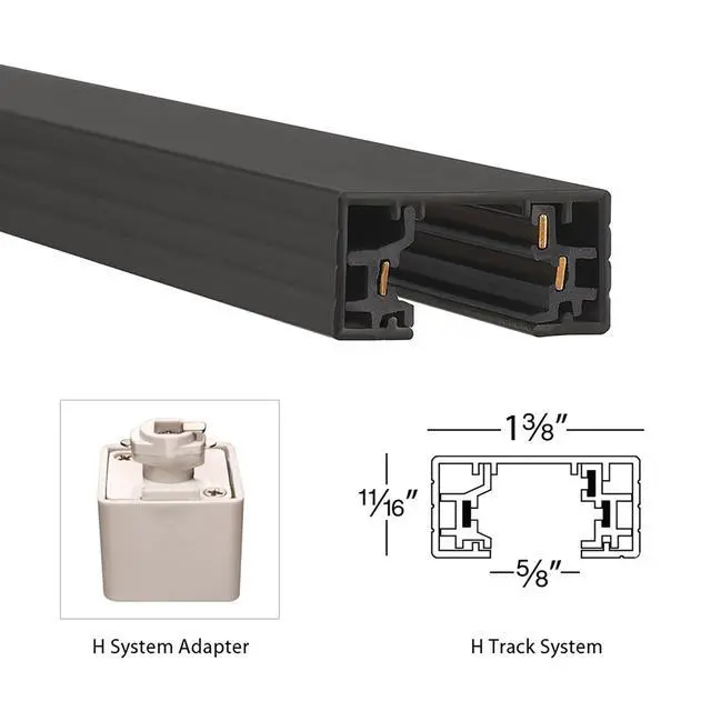 Alt view image 2 of 6 - H Track 8FT Single Circuit Field Cuttable 120V Track for H Style 3-Wire Track Fixtures with 2 Endcaps in Black