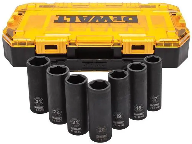 Main image of DWMT74737 Tough Box 7PC mm 1/2 Deep Drive Impact Socket Set