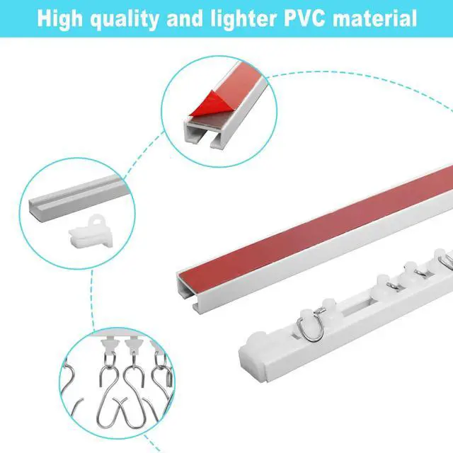 Alt view image 2 of 6 - Self Adhesive Curtain Track,9.8FT Ceiling Curtain Track No Drill,Curtain Track Ceiling Mount, Curtain Track for RV,Trailer,Home