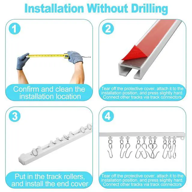 Alt view image 3 of 6 - Self Adhesive Curtain Track,9.8FT Ceiling Curtain Track No Drill,Curtain Track Ceiling Mount, Curtain Track for RV,Trailer,Home
