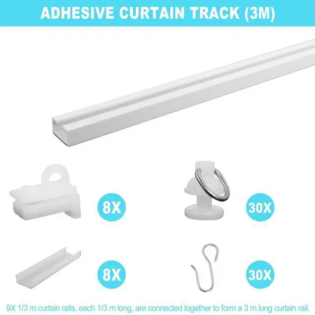 Alt view image 4 of 6 - Self Adhesive Curtain Track,9.8FT Ceiling Curtain Track No Drill,Curtain Track Ceiling Mount, Curtain Track for RV,Trailer,Home