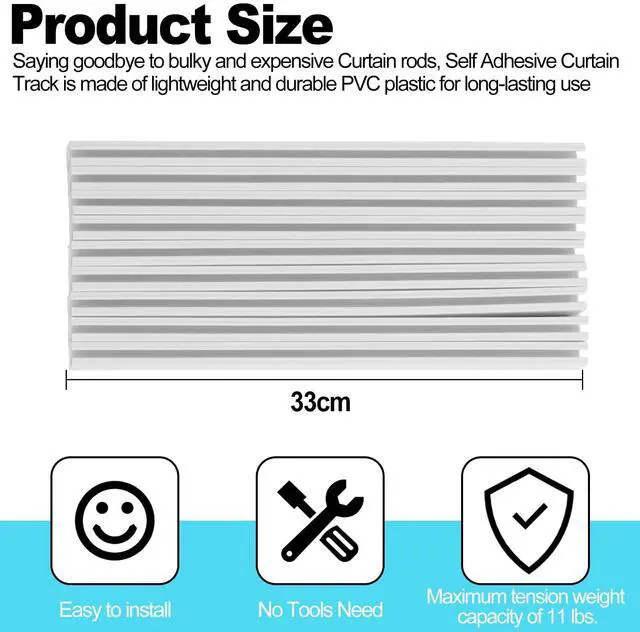 Alt view image 5 of 6 - Self Adhesive Curtain Track,9.8FT Ceiling Curtain Track No Drill,Curtain Track Ceiling Mount, Curtain Track for RV,Trailer,Home