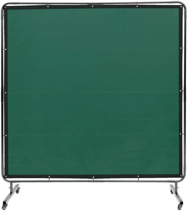 Main image of Welding Screen with Frame, 6' x 6' Welding Curtain Screen, Flame-Resistant Vinyl Welding Protection Screen on 4 Swivel Wheels (2 Lockable), Moveable & Professional for Workshop/Industrial, Green