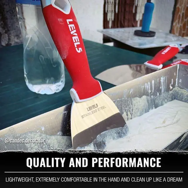 Alt view image 3 of 4 - 6" Soft-Grip Stainless Steel Drywall Joint Knife Pro-Grade | Comfortable Finishing Hand Tool | Metal Hammer End | Sheetrock Gyprock Plasterboard Mud | 5-142
