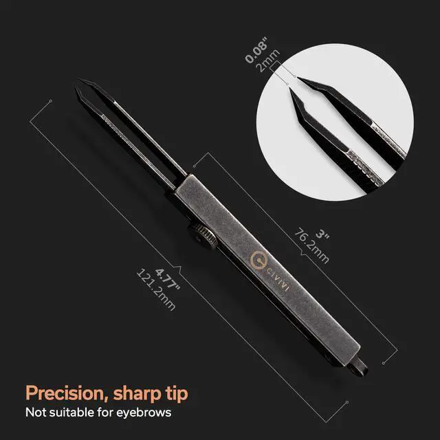 Alt view image 6 of 6 - Precision Tweezers, Retractable Sharp Pointed Splinter Removal Tool | Tac-N-Tweeze Tweezers with Locking Mechanism, Leather Sheath, Portable Keychain Edc for Men Women C19062B-A