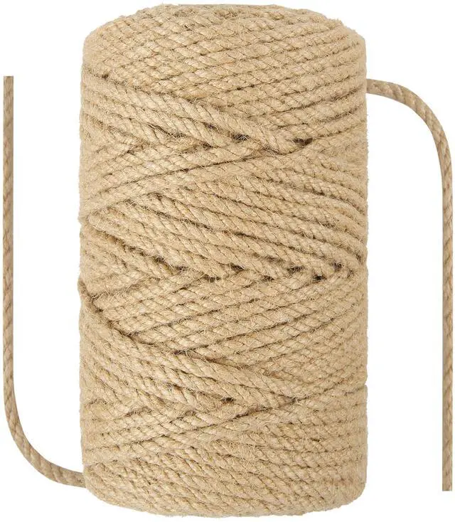 Main image of 1/4 in (6 mm) X 328 Ft (100 Meters) Natural Sisal Hemp Rope Heavy Duty Thick Twine for Cat Scratcher Post Tree, Garden, Binding, Crafts Packing Material