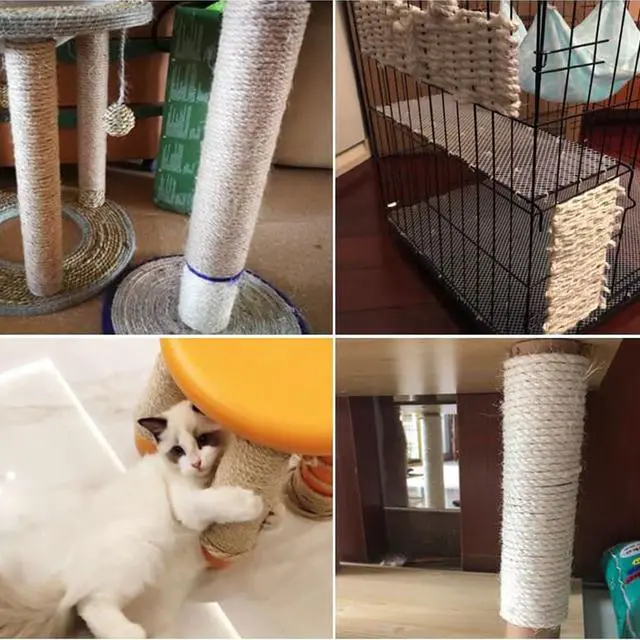 Alt view image 6 of 6 - 1/4 in (6 mm) X 328 Ft (100 Meters) Natural Sisal Hemp Rope Heavy Duty Thick Twine for Cat Scratcher Post Tree, Garden, Binding, Crafts Packing Material