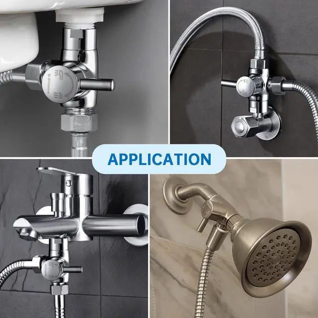Alt view image 2 of 6 - Solid Metal 3-Way Shower Diverter Valve (Chrome) | Smooth Knob Switch, Spray Separately or Both, Anti-Leak, Easy to Install, Standard Connections, Universal Replacement Part