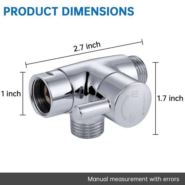Alt view image 6 of 6 - Solid Metal 3-Way Shower Diverter Valve (Chrome) | Smooth Knob Switch, Spray Separately or Both, Anti-Leak, Easy to Install, Standard Connections, Universal Replacement Part