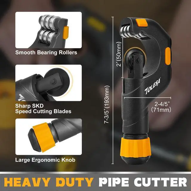 Alt view image 2 of 6 - Pipe Cutter Tool Heavy Duty 1/8''-2'' with Deburring Reaming Tool | Precise Clean Cuts, Easy to Use, for Stainless Steel, Copper, Aluminum, Brass